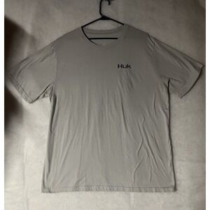 Huk Fishing USA American Flag Fish KC Scott Design Shirt Gray Mens Size Large